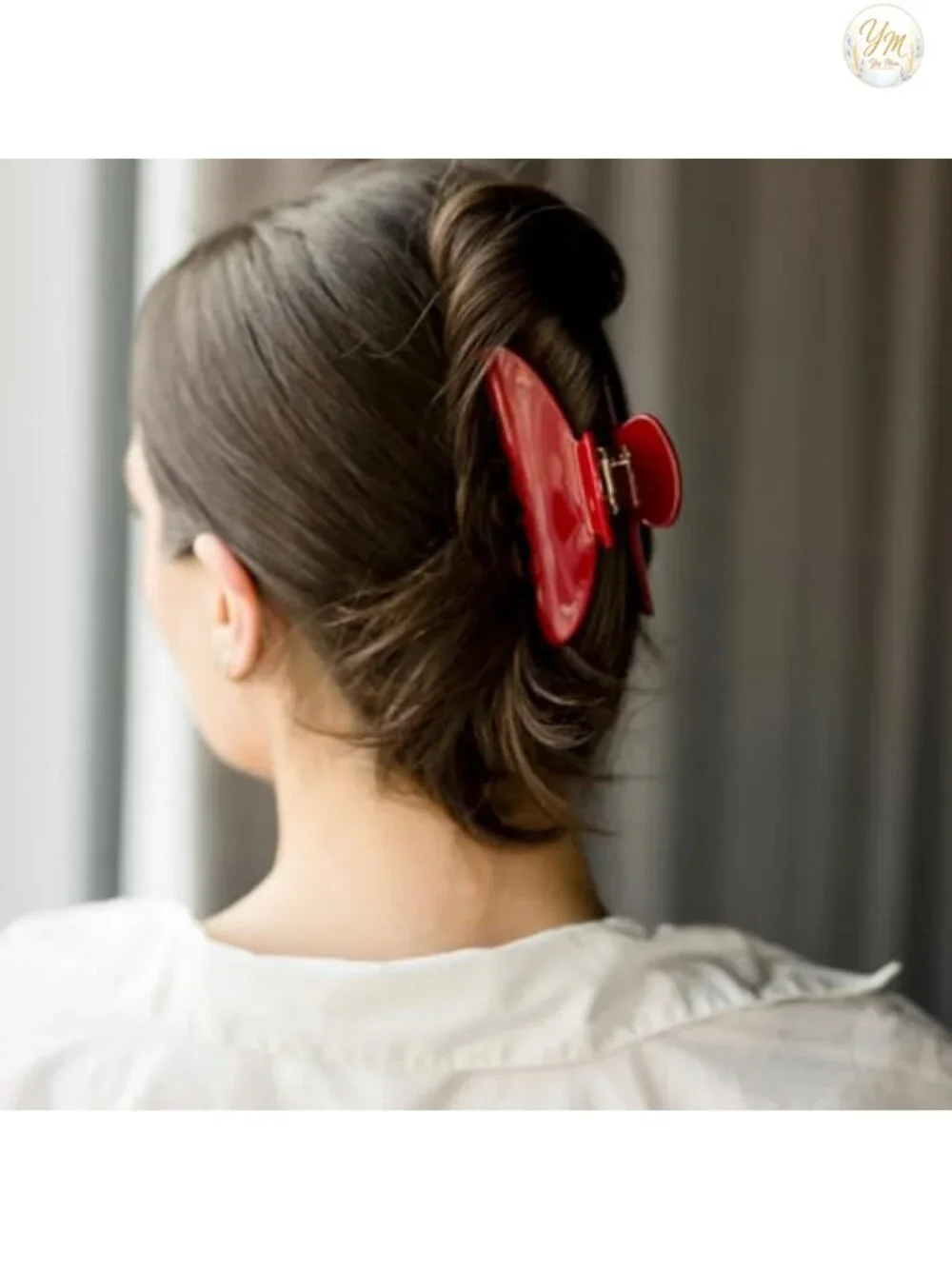 Acetate Big Hair Clip - Cherry Red Claw Clip for Thick Hair, Hair Securing